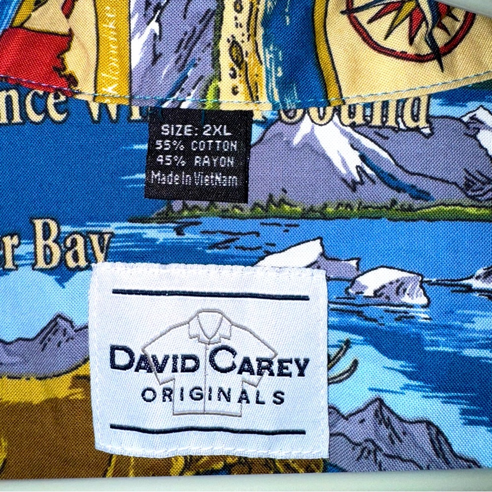 NWT David Carey Alaska Print Button Up Shirt 2X | Cruise Hawaiian Style